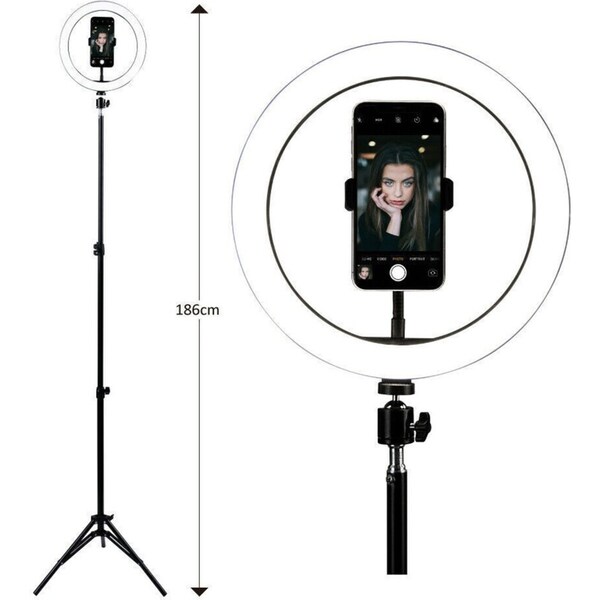 LED Selfie Ring Light with Tripod Stand & Cell Phone Holder for Live Stream/Makeup
