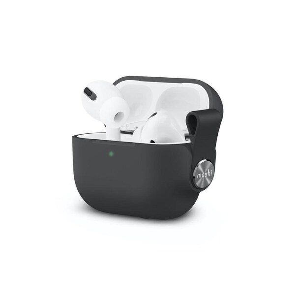Moshi Pebbo Case Holder Cover for AirPods Pro w/Detachable Wrist Strap Black