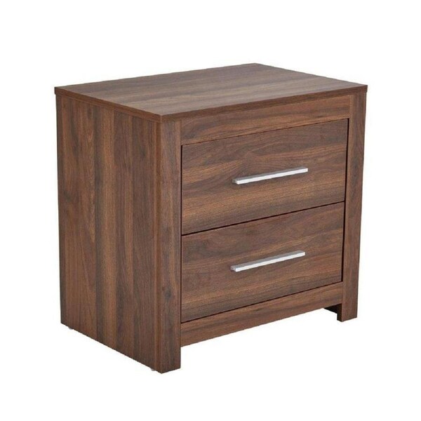Design Square Modern Wooden BedSide Side Table Nightstand - Walnut