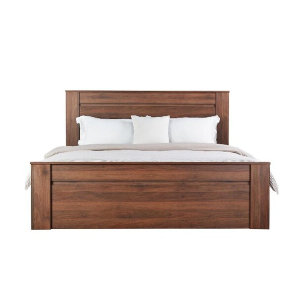 Design Square Modern Wooden Bed Frame Queen Size W/ Headboard - Walnut