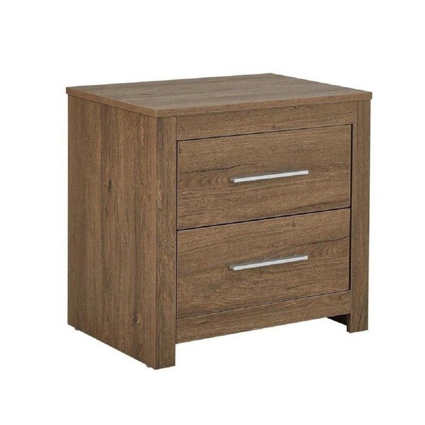 Design Square Modern Wooden BedSide Side Table Nightstand - Dark Oak