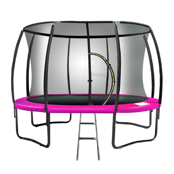 Kahuna 10ft Trampoline Outdoor Round Spring Mad Mat Net Ladder Pink