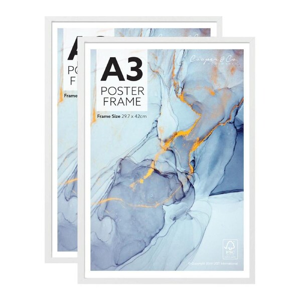 Cooper & Co. Set of 2 A3 White Poster Photo Frames