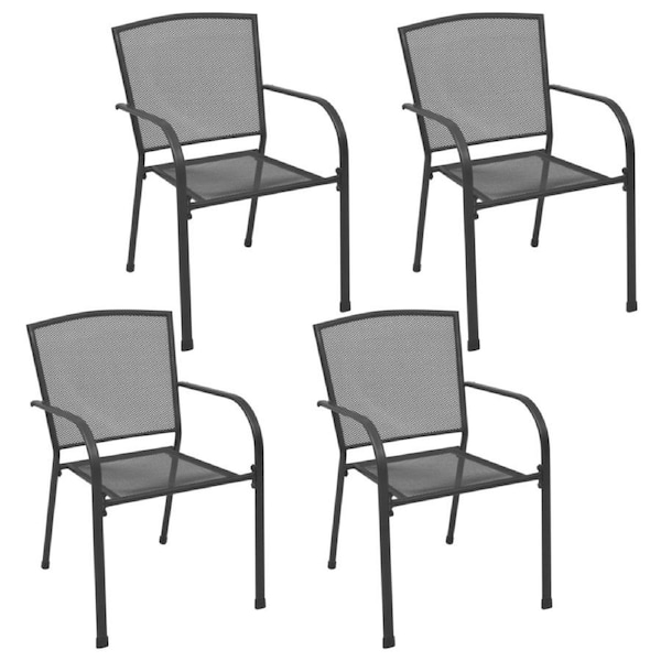 Outdoor Chairs 4 pcs Mesh Design Anthracite Steel vidaXL