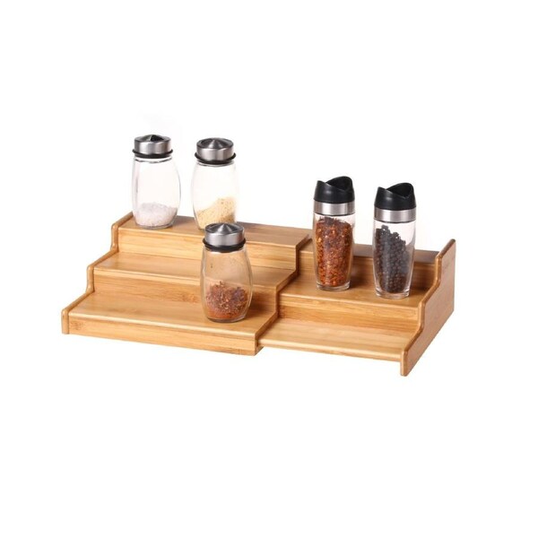 Gourmet Kitchen 3 Tier Expandable Spice Rack Natural Brown - 23x21x8.4cm