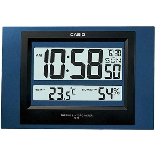 Casio Wall Clock ID-16S-2DF ID16 With Temperature & Humidity Display