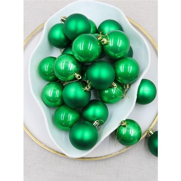 Green Christmas Baubles 60mm Pearl Matt 48 Pack