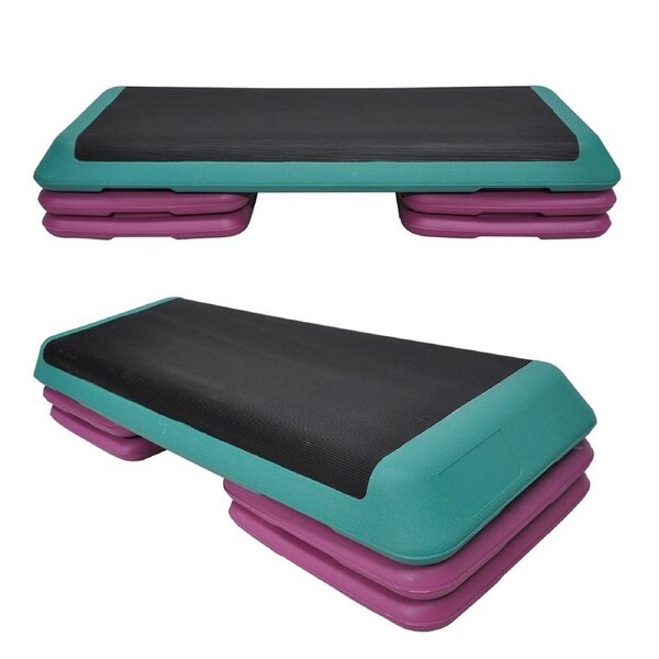 Aerobic Step - 110cm*40cm Cardio Exercise Stepper - 4 x Riser Block + 1 Green Stepper - Home Gyms and Fitness Training