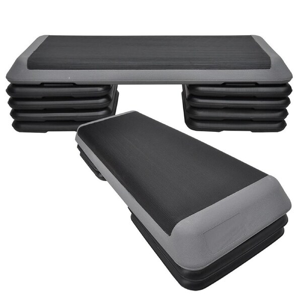 Aerobic Step - 110cm*40cm Cardio Exercise Stepper - 8 Risers + 1 Black Stepper - Home Gyms and Fitness Training
