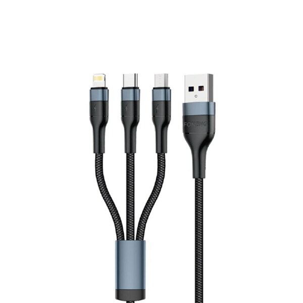 Foneng 3 IN 1 Spiral Weaved Quick Charge DADA Cable