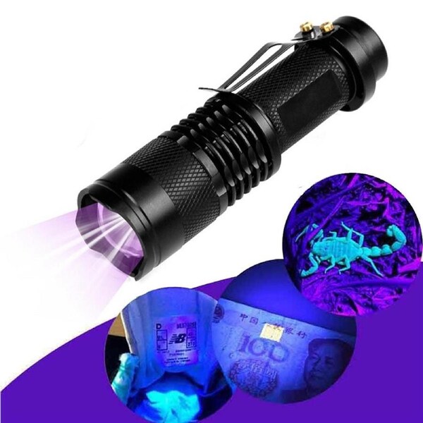 Mini LED UV Flashlight Ultraviolet Flashlight with Zoom Function