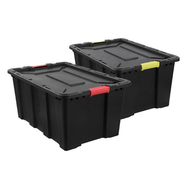 XL Black Heavy Duty Storage Box 100L Large Crate Tub Plastic Organiser Container