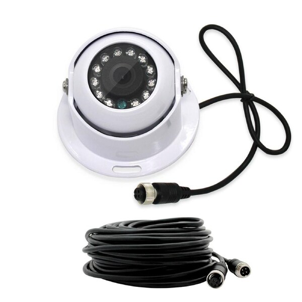 Elinz Dome CCD Reversing Camera Heavy Duty Mic IR Colour 12V/24V Car Truck Caravan 10M 4 PIN Advanced Cable