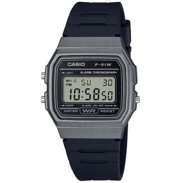 Casio F-91WM-1 Black Grey Classic Retro Alarm Stopwatch Digital Unisex Watch