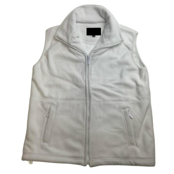 WHITE POLAR FLEECE VEST Thick Casual Wear Warm Winter Plain Fleecy Jacket White / X-Small