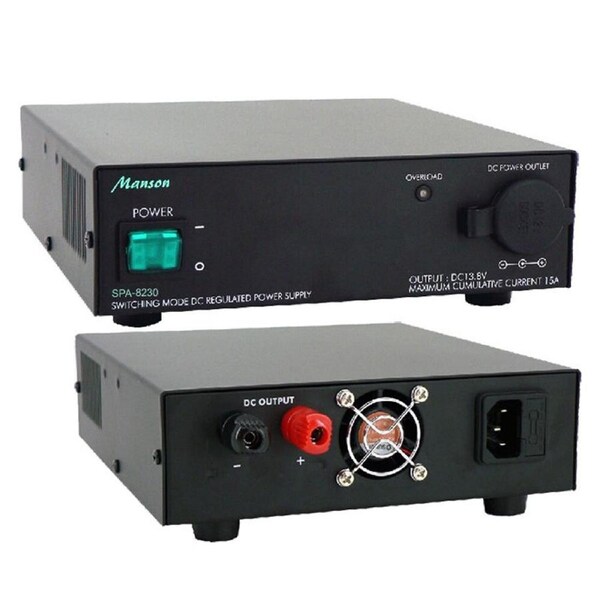 Manson 23A CONT 25A MAX 13.8V Power Supply Bench Top w/LED Indicator Dark Grey