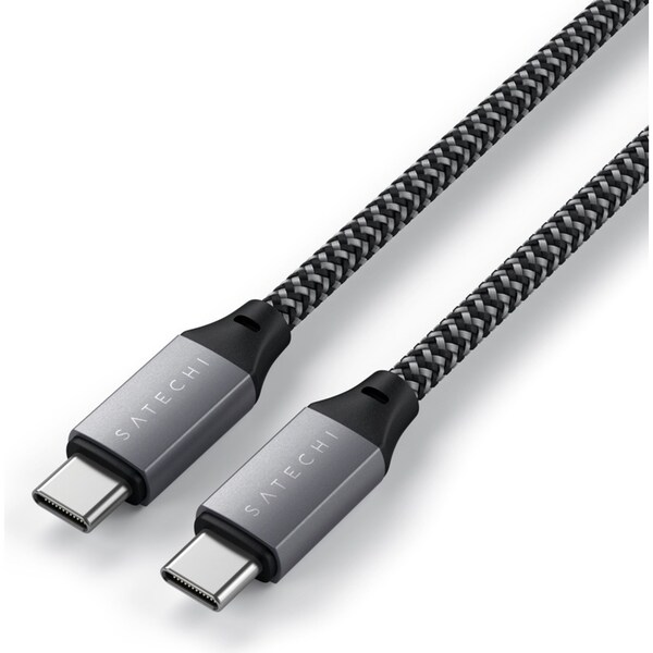Satechi USB-C to USB-C 25cm Braided Short Charging Cable For Phones/MacBook Grey