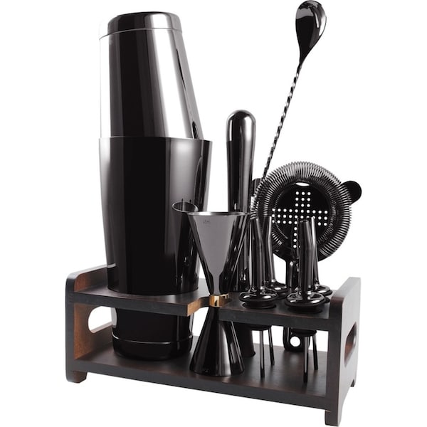 ACA Black Plated Boston Cocktail Shaker Juicer Maker Mixer Barware 10pc Kit