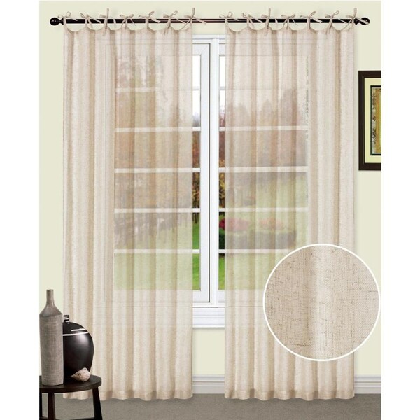 Poly-Linen Tie Top Curtain 100x200cm Linen 1pc