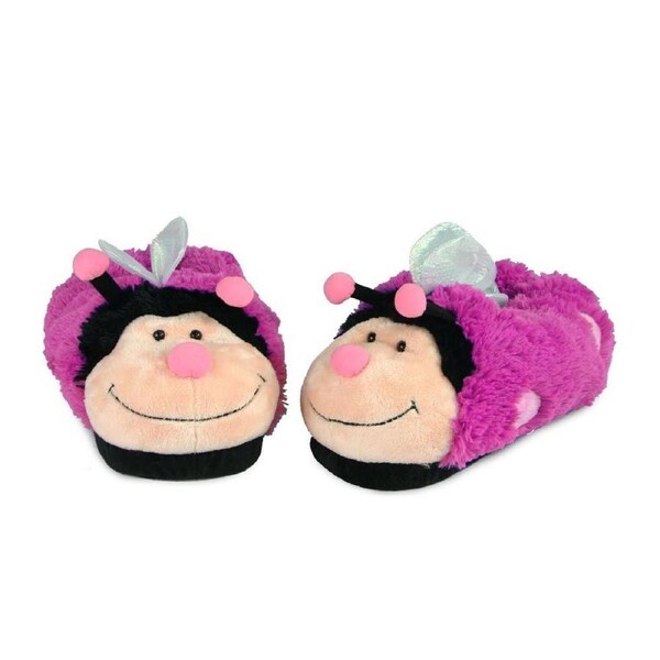 Korimco Butterfly Slippers 27cm One Size Kids Soft Fleece Slippers Pink