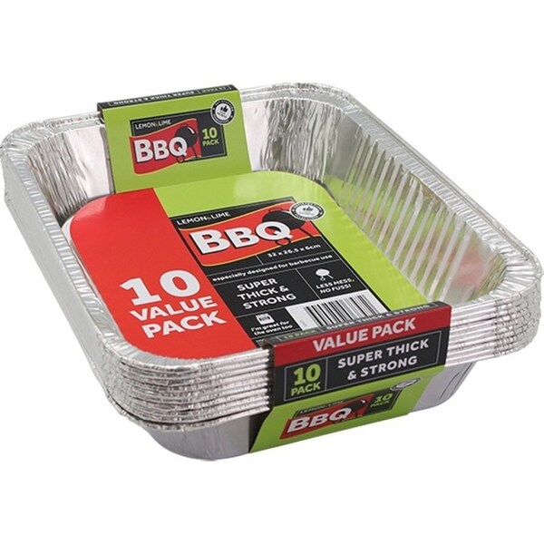 10PK Lemon & Lime 32x26.5x6cm Aluminium Foil Tray BBQ/Oven Roasting/Baking Tray