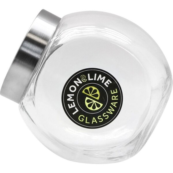 Lemon & Lime 2L Glass Tilt Jar Kitchen Food Storage Container w/ Metal Lid Clear