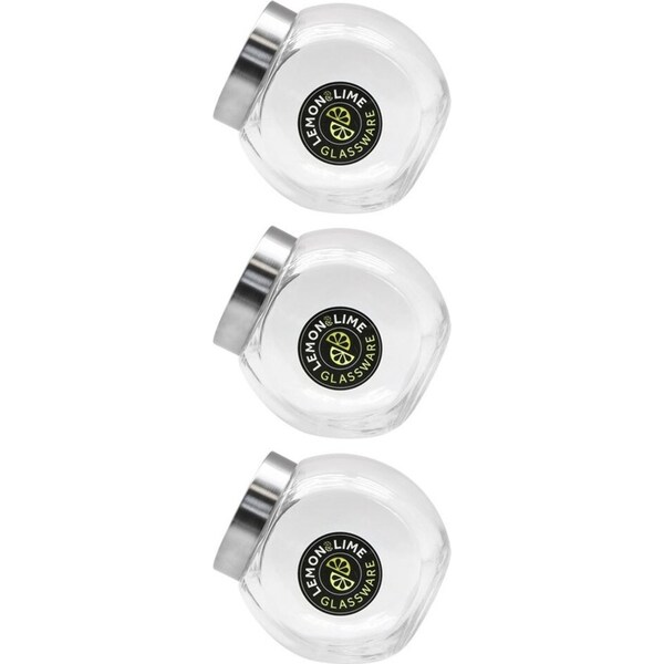 3PK Lemon & Lime 2L Glass Tilt Jar Kitchen Food Storage Container w/ Lid Clear