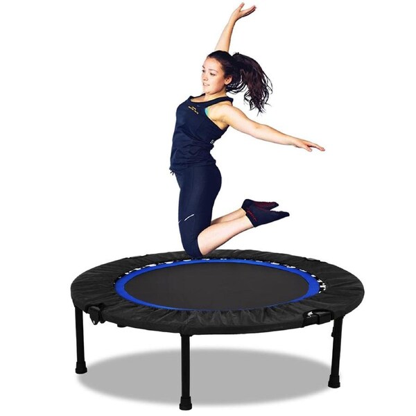 40" Mini Trampoline Stable Exercise Rebounder for Adult and Children Indoor Outdoor, Blue & Black