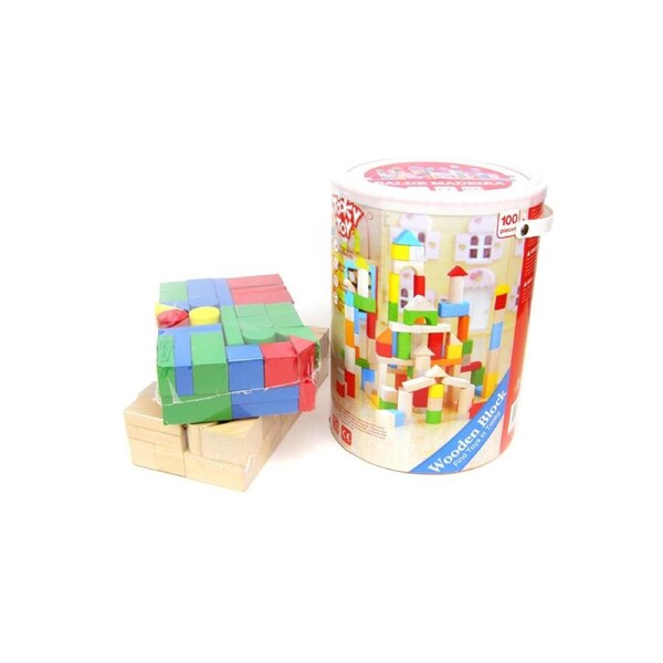 Kids Wooden stacking building Blocks 100 Pcs - Rec. Age: 24 months +