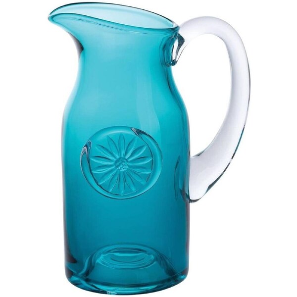 Dartington Crystal Daisy Teal Slim Flower Jug