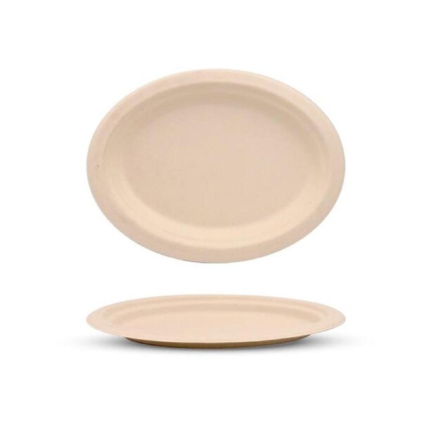 100x Disposable Paper Plates Large Oval Catering Party Serving Dinner Dessert