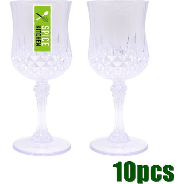 10x Acrylic Wine Glasses Champagne Whisky Drinking Cup Goblet Clear Plastic