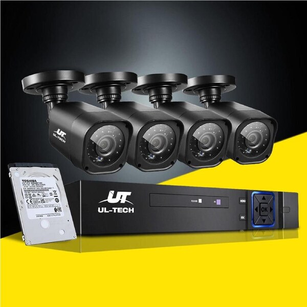 UL-Tech CCTV Security System 4CH DVR 4 Cameras 1TB Hard Drive