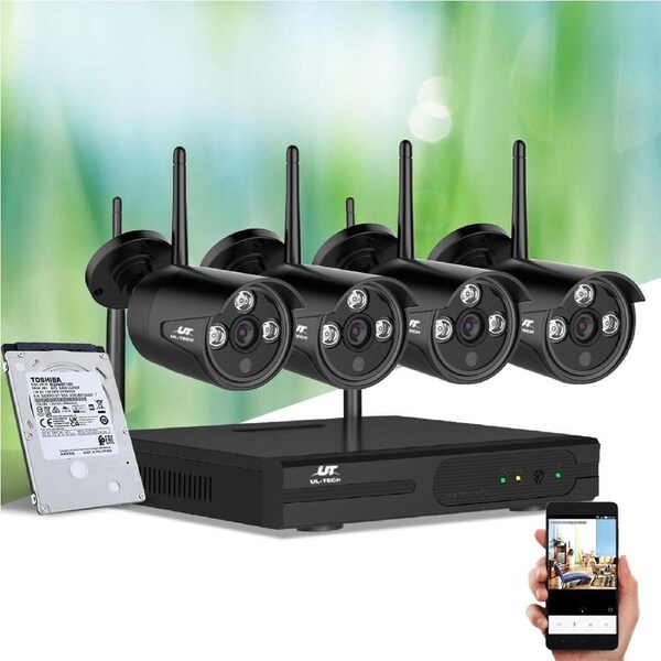UL-Tech Wireless CCTV Security System 8CH NVR 3MP 4 Bullet Cameras 1TB