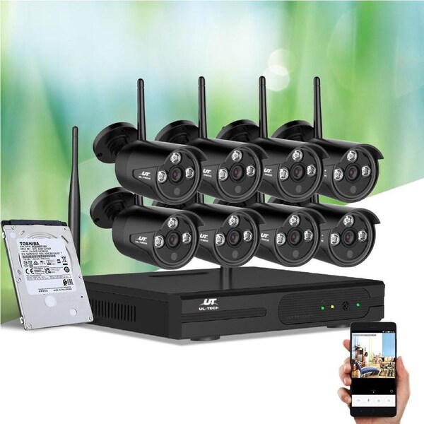 UL-Tech Wireless CCTV Security System 8CH NVR 3MP 8 Bullet Cameras 1TB