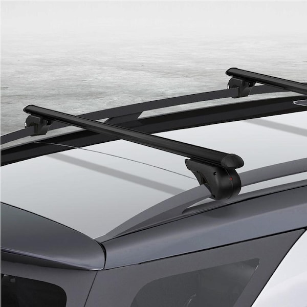 Giantz Universal Car Roof Rack Cross Bars Aluminium Black Adjustable 1200mm Car 90kgs load Carrier