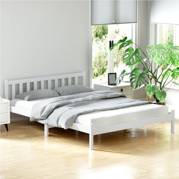 Artiss Wooden Bed Frame Queen Size Base White