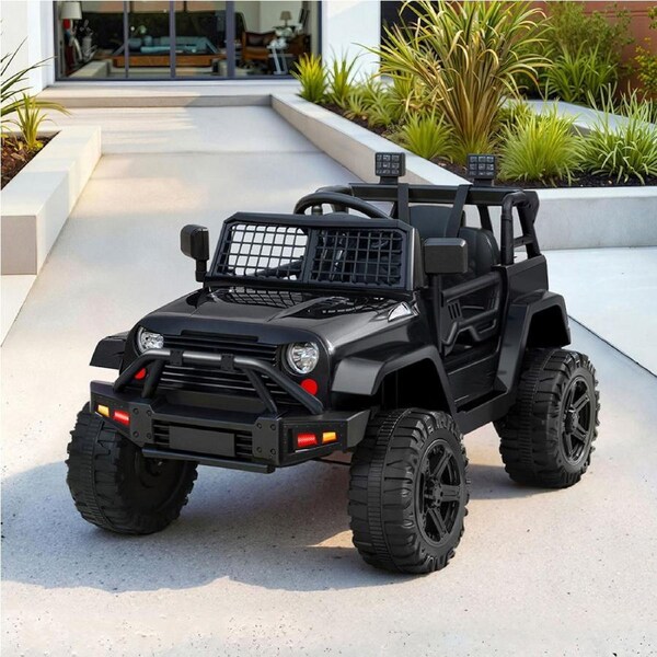 Rigo Kids Ride On Car 12V Electric Jeep Remote Vehicle Toy Cars Gift LED light Black