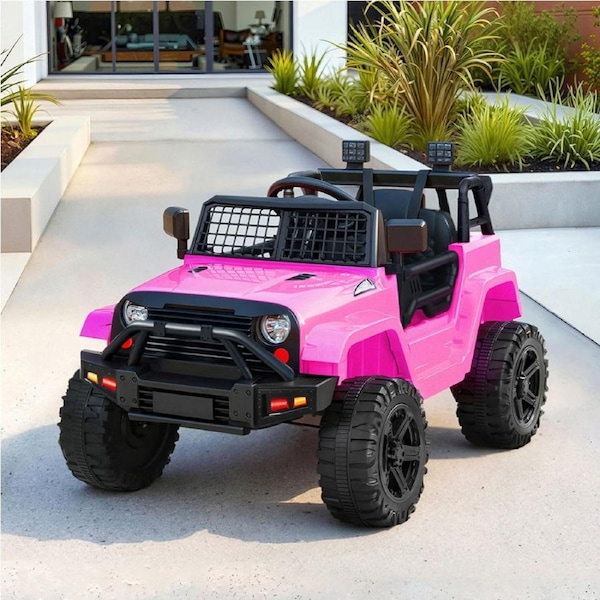 Rigo Kids Ride On Car Jeep 12V Electric Vehicle Toy Remote Cars Gift LED Light Pink