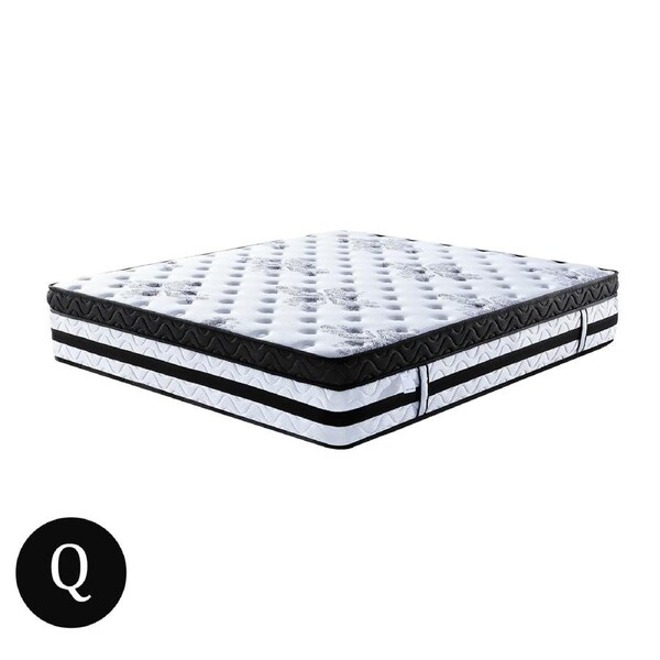 Laura Hill Queen Mattress Bed Size Euro Top 5 Zone Spring Foam 34cm Bedding Pocket