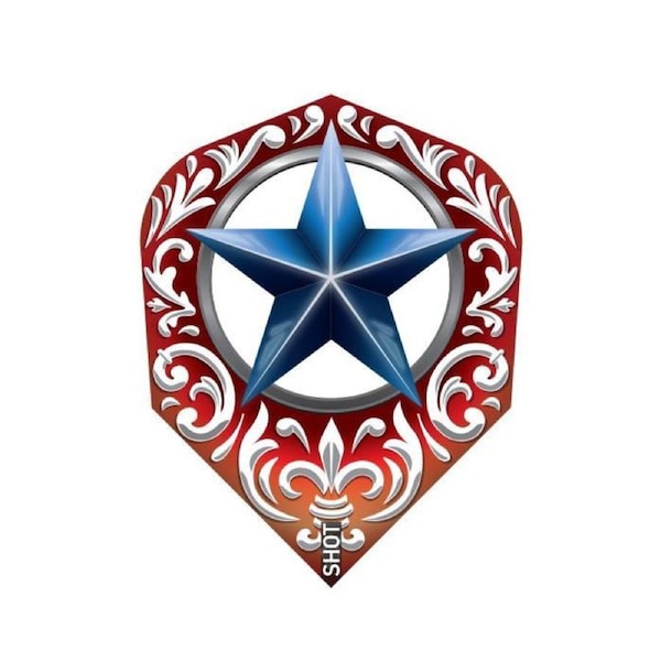 SHOT DARTS Wild Frontier Trailblazer Dart Flights 100 Micron Red With Blue Star - Small Standard