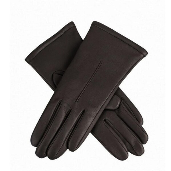 Womens Leather Gloves Warm Fleece Lined Classic Winter Glove in Black Large