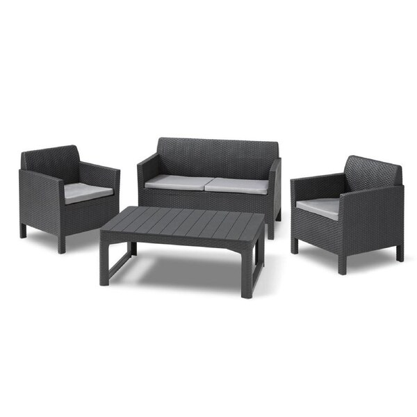 Keter Orlando Outdoor Patio Furniture Set with Adjustable Coffee Table