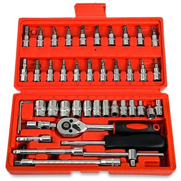 46PC Socket Tool Kit Ratchet Hex Key DIY Tools Set S802