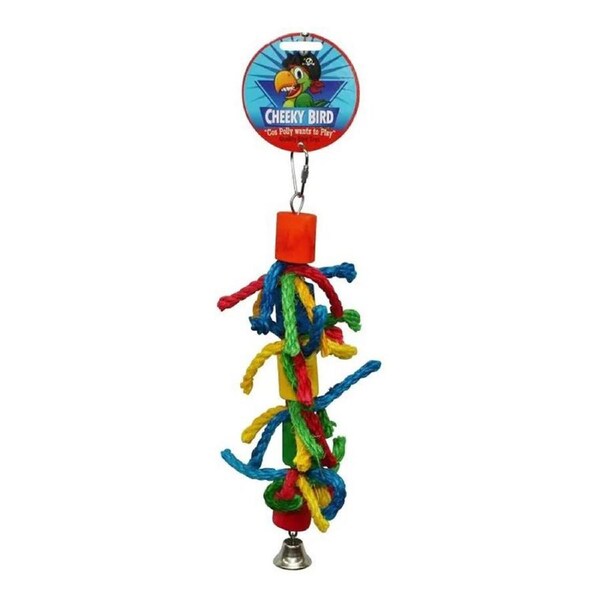 Cheeky Bird Cylinder & Rope Wooden Bird Toy w/ Bell Medium