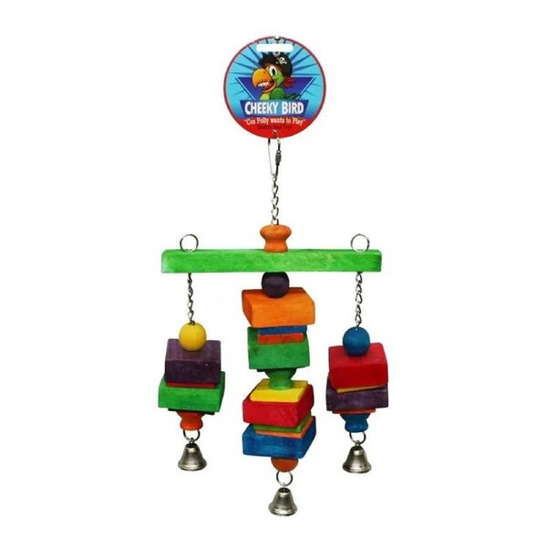 Cheeky Bird Hanging Tri-Bell Wooden Bird Toy Medium