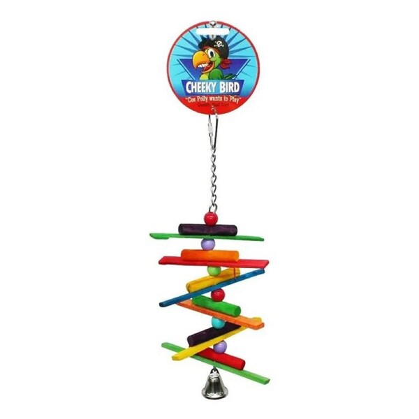 Cheeky Bird Spiral Sticks Hanging Wooden Bird Toy w/ Bell Small