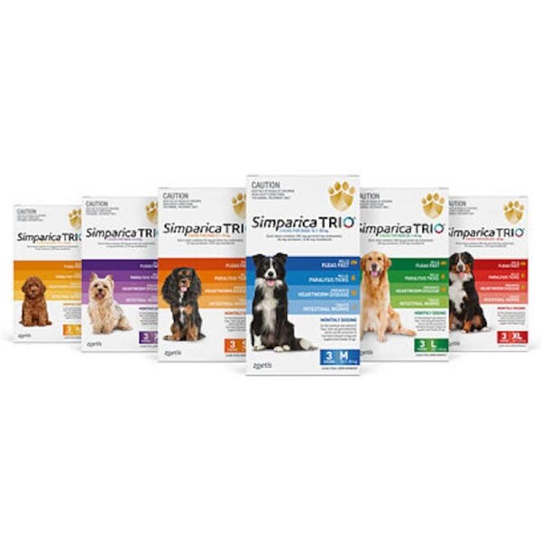 Simparica TRIO Green 3 Pack for Dogs 20.1kg to 40kg Flea, Tick & Heartworm Treatment