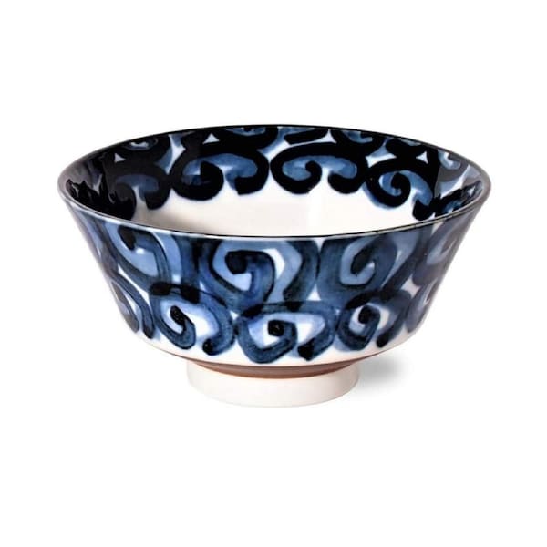Minoru Pottery Japanese Porcelain Graph Vortex Large Bowl