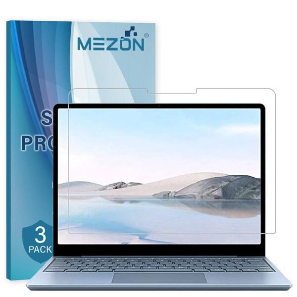 [3 Pack] MEZON Ultra Clear Film Screen Protector for Microsoft Surface Laptop Go (12.4") – Case and Surface Pen Friendly, Shock Absorption